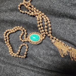 Elegant Gold Necklace with Turquoise Accent